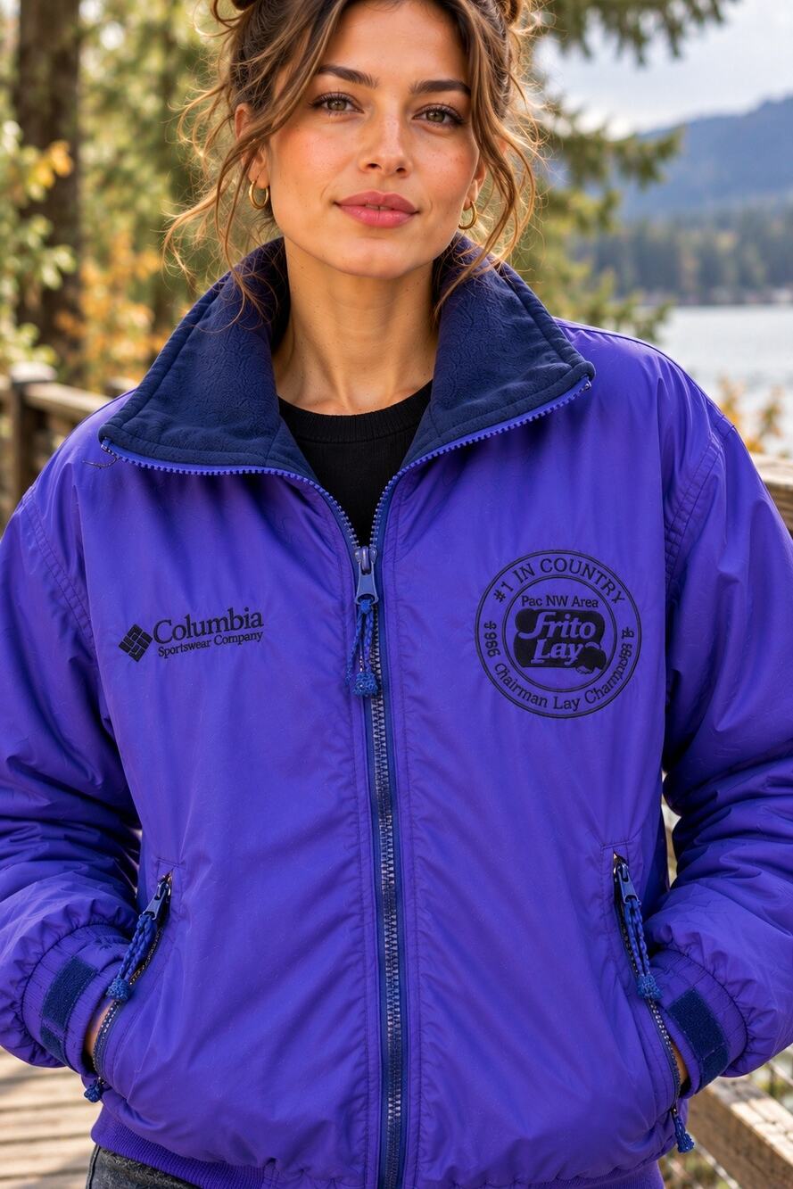 Vintage 1996 Columbia Frito Lay Jacket Womens M Purple Insulated 90s